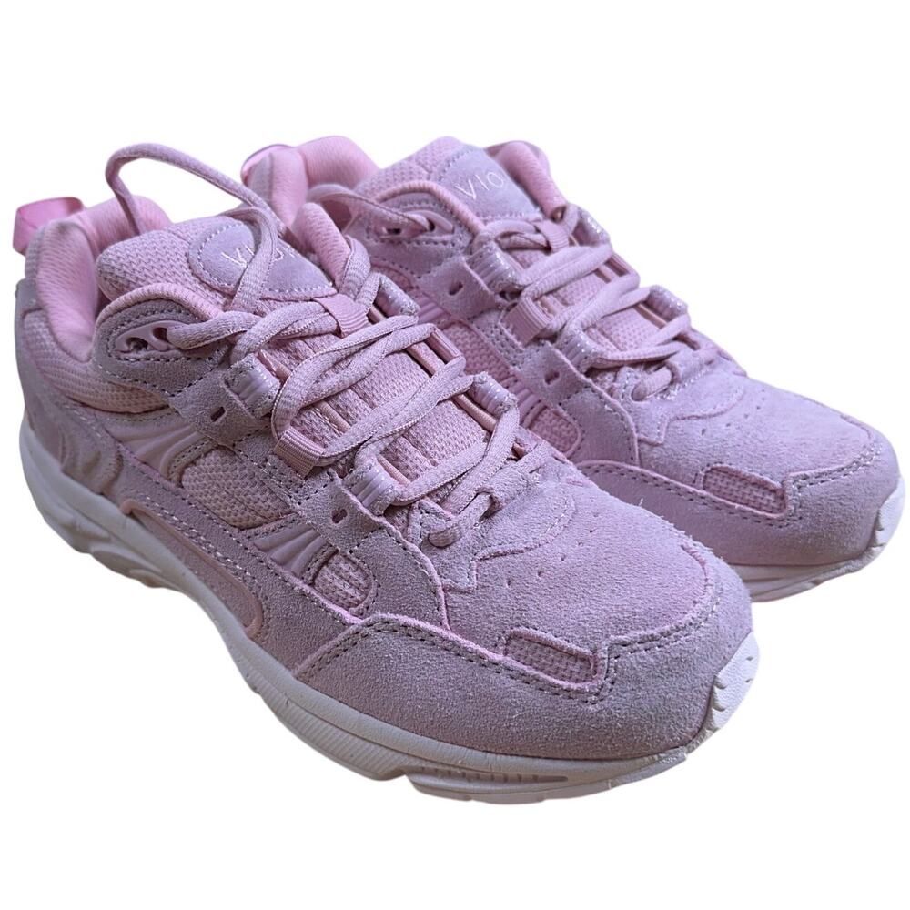 Vionic NWB 23Walk 2.0 BCA Sneaker Cameo Pink Suede Leather Size 5W Arch Support